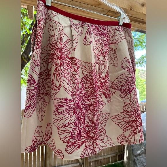 Gap NWT Silk Cotton Floral Lined Skirt Dark Red Holidays Christmas - Picture 6 of 14